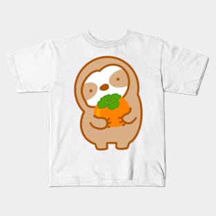 Cute Persimmon Sloth Kids T-Shirt